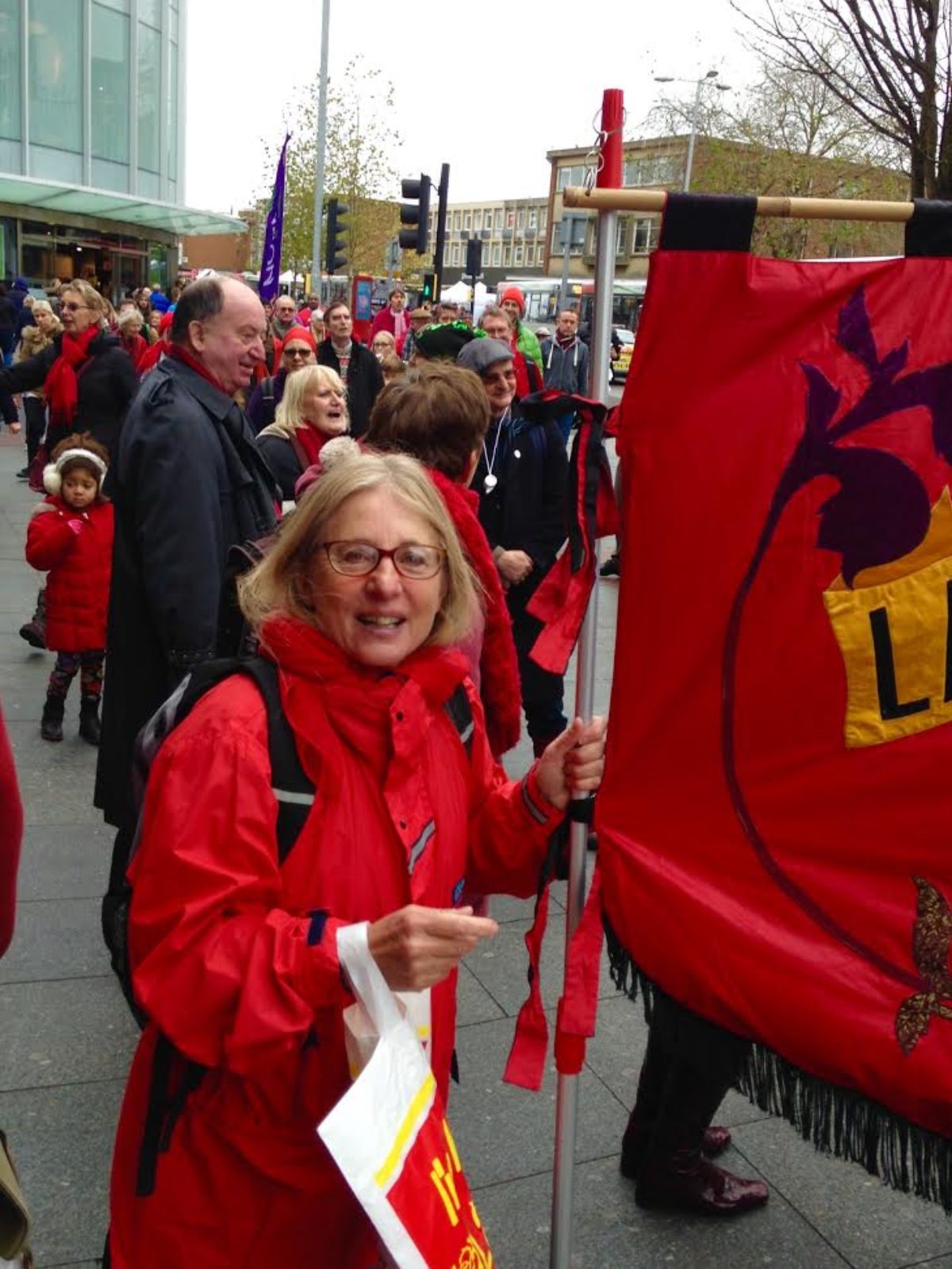 Labour women with banner