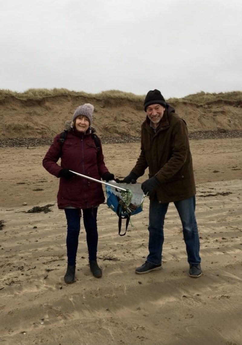 Val and Mark Cann, beach cleaning